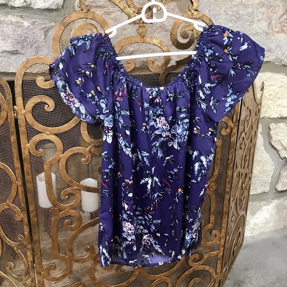 Pretty Loft Off Shoulder Top W/ Flutter Sleeves - Picture 2 of 5